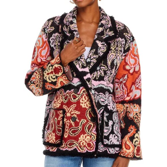 FARM RIO 'Sweet Mermaids' Sweater-Knit Blazer Jacket, Multicolor - Picture 2 of 6